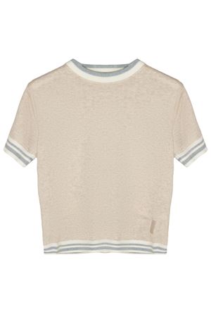 T-shirt in maglia di cotone beige ELEVENTY KIDS | EY9P31Z3669870